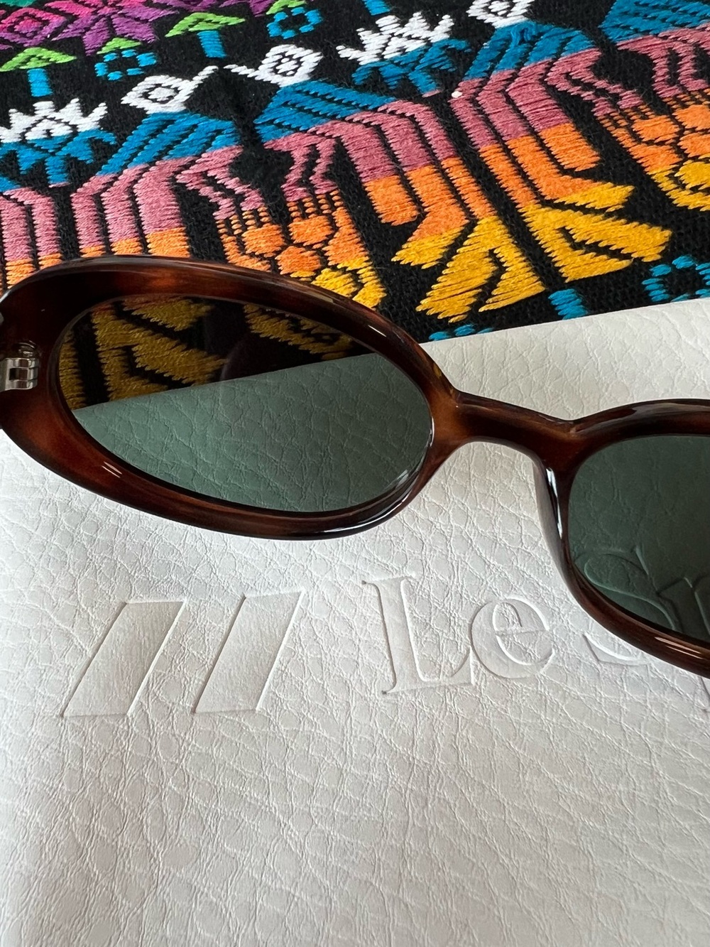Le Specs Outta Love Tortoiseshell Oval Sunglasses Brown - Picture 6 of 13